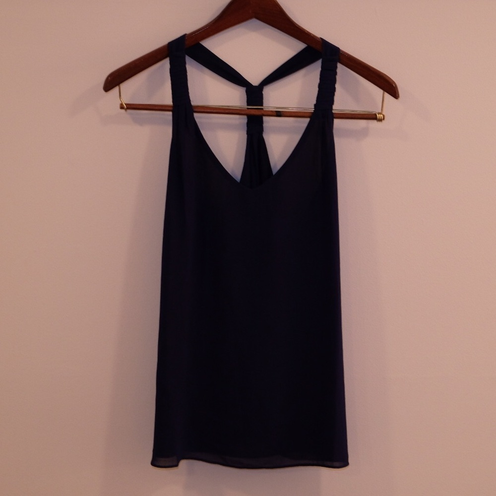 Navy Blue Silk Tank Top